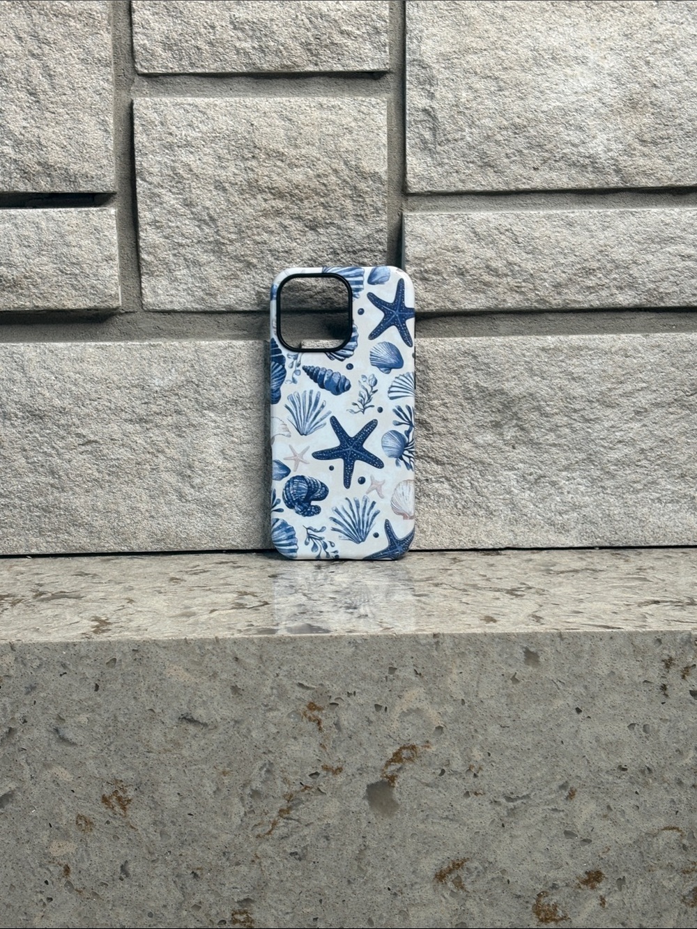 Sea Shell Pattern Blue and White Phone Case - Unbranded